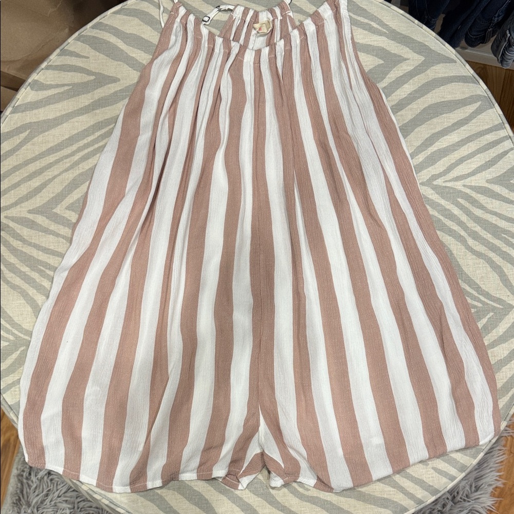 Billabong Shorts Romper with Pink and White Stripes